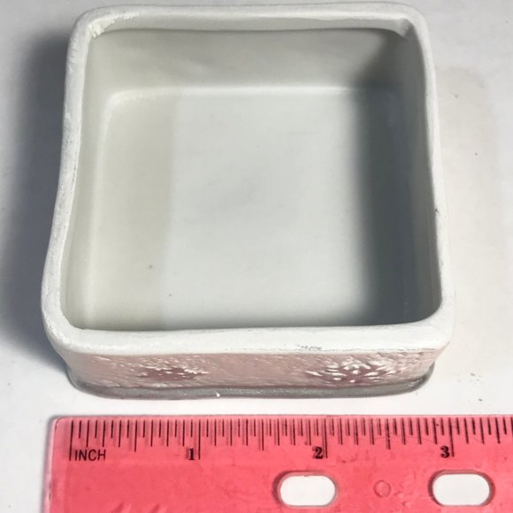 Vintage Ceramic Snowman Snowflake Christmas Trinket Box Jewelry Blue WhiteSilver - Picture 14 of 16